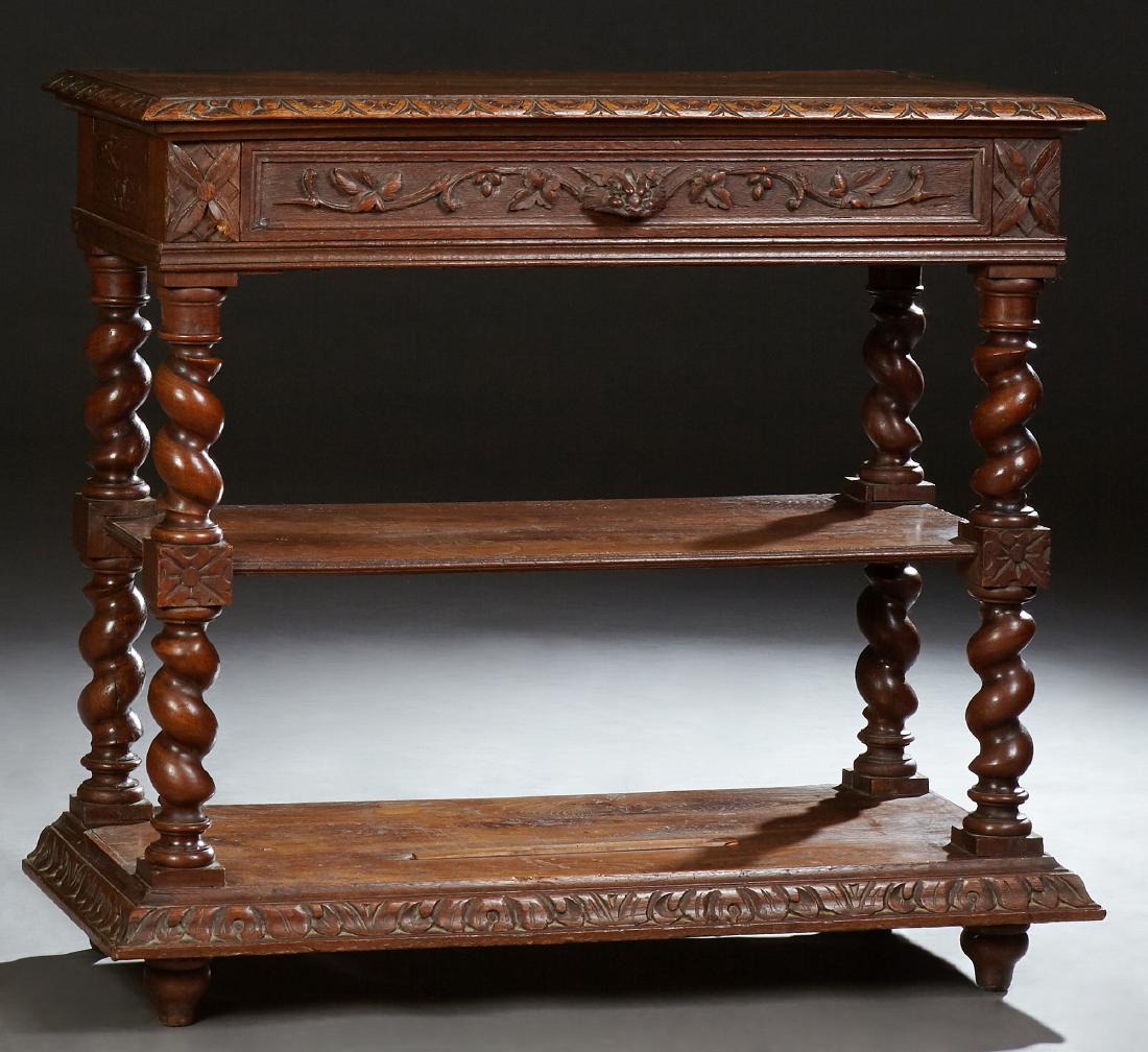 French Henri II Style Caved Oak Serving Trolley, c. (1 of 17)