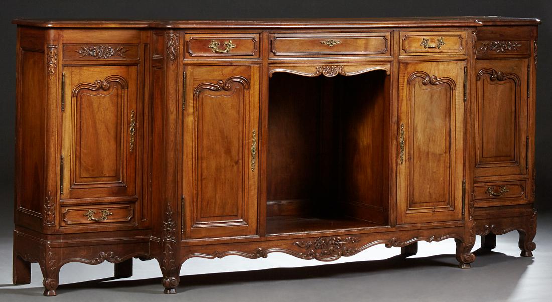 French Louis XVI Style Carved Walnut Breakfront (1 of 1)