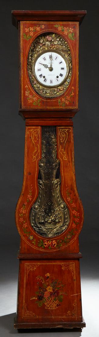 French Provincial Carved Pine Tallcase Clock, 19th c., (1 of 1)