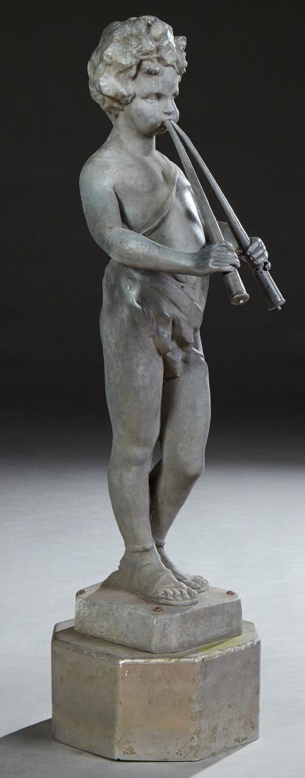 Cast Zinc Fountain Figure, late 19th c., of a cherub (1 of 1)