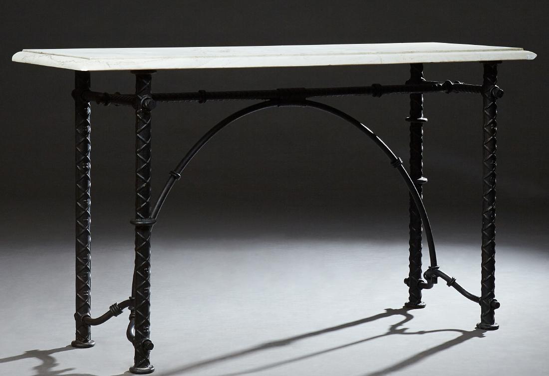 Cast Iron Marble Top Console Table, 20th c., the white (1 of 1)