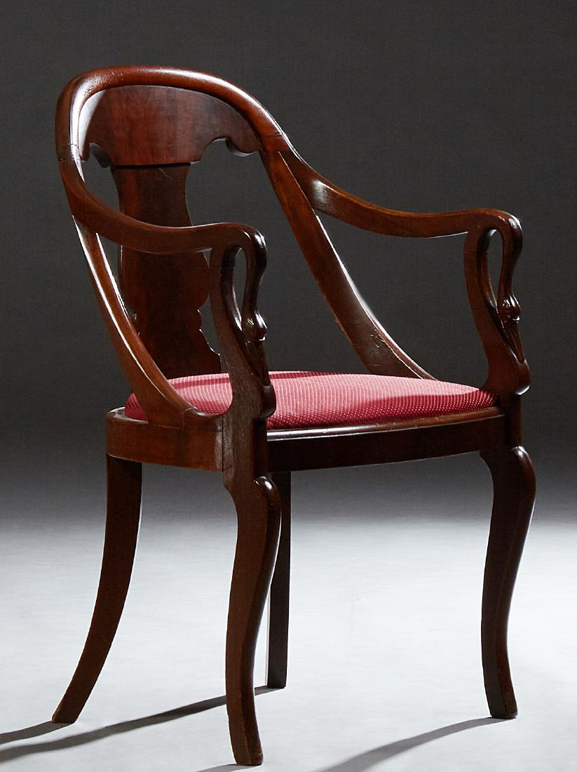 American Empire Style Carved Mahogany Gondola Armchair, (1 of 1)