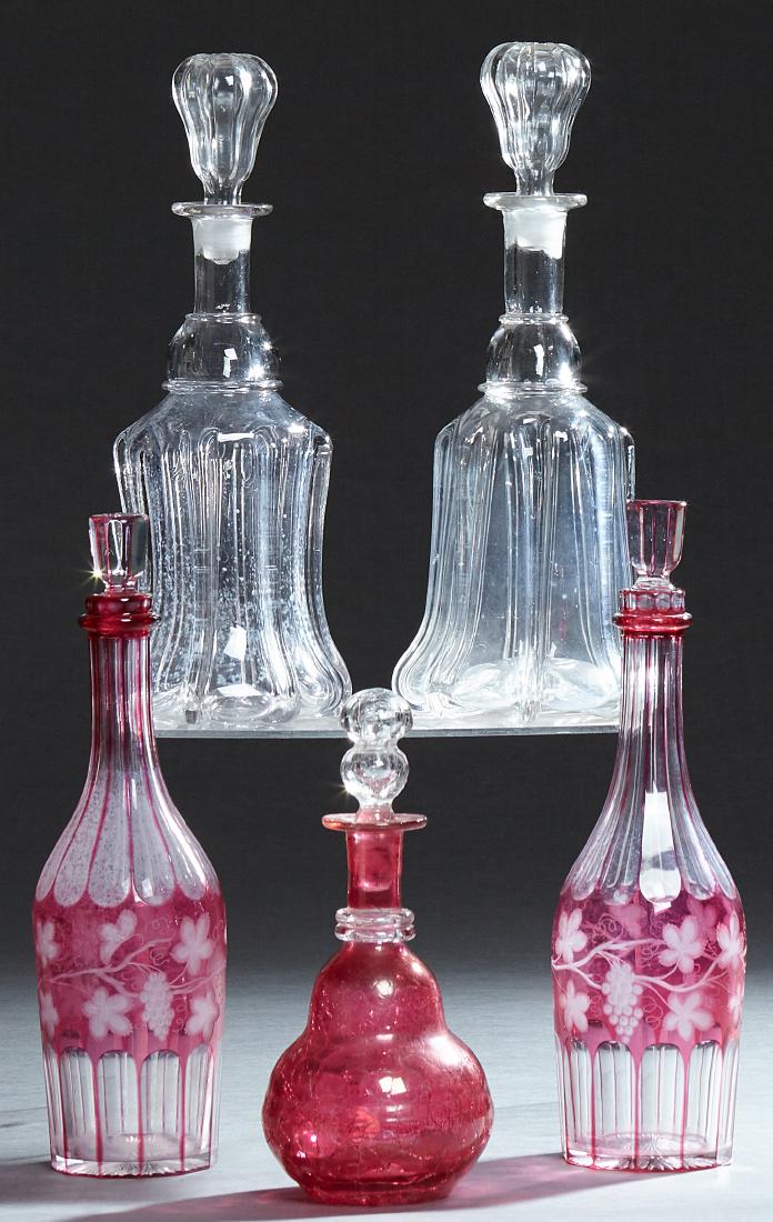 Group of Five Antique Glass Decanters, late 19th c., (1 of 1)