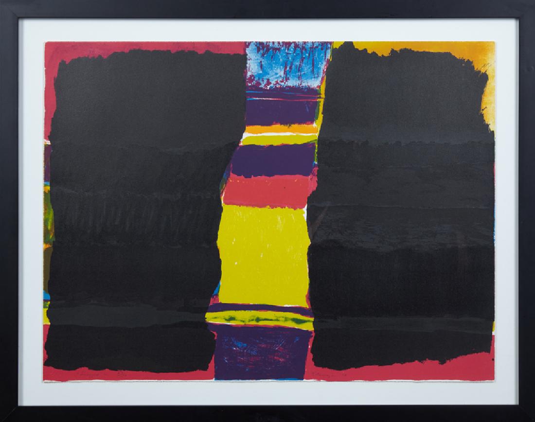 Ida Rittenberg Kohlmeyer (1912-1997, New Orleans),: Ida Rittenberg Kohlmeyer (1912-1997, New Orleans), "Smogged In," serigraph, 29/100, 1973, pencil numbered lower left, pencil signed and dated lower right, presented in an ebonized frame, verso with a 