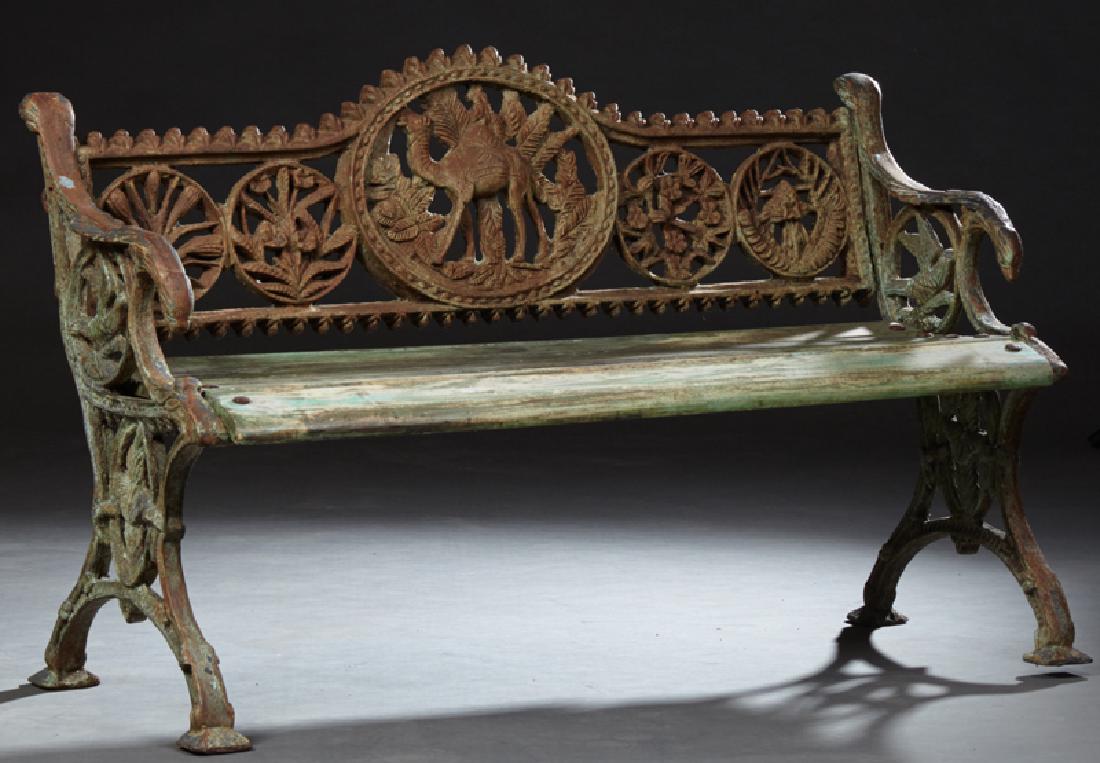 Cast Iron Park Bench, 20th c., the arched back with a - May 11, 2019