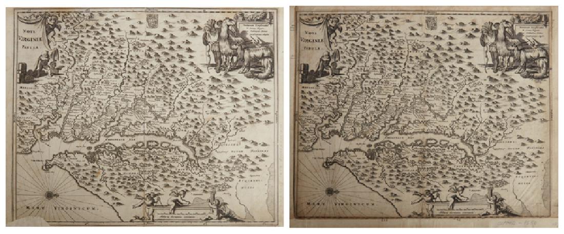 Two Maps by Olfert Dapper (1636-1689), "Nova Virginia (1 of 3)