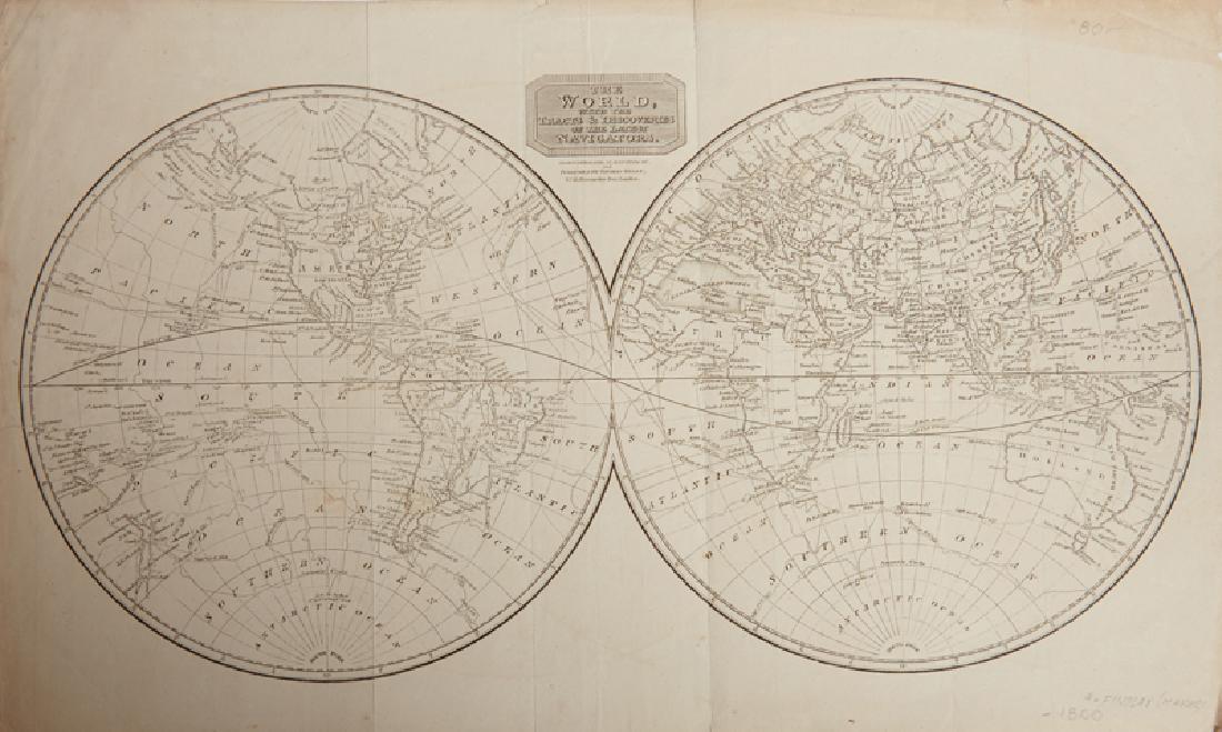 Thomas Kelly (London), "The World with Tracts and: Thomas Kelly (London), "The World with Tracts and Discoveries Of the Latest Navigators," H.- 10 1/2 in., W.- 17 1/8 in.