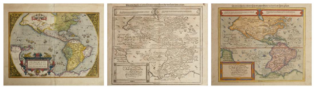 Two Abraham Ortelius (1527-1598) Maps, "Americae Siuve (1 of 9)