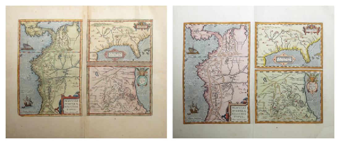 Two Maps by Abraham Ortelius (1527-1598), "Peruviae (1 of 5)