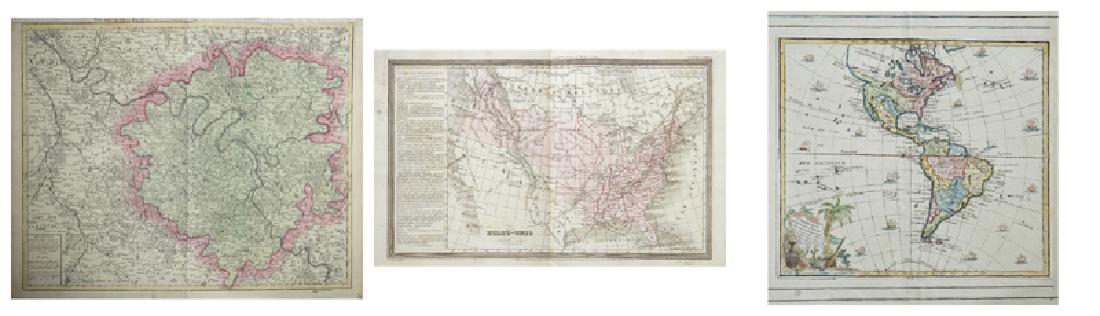 Group of Three Maps, consiting of Jules Renouard: Group of Three Maps, consiting of Jules Renouard (1798-1844, Paris)," Etats-Unis," 1826, hand colored, H. - 8 1/4 in., W. - 16 1/2 in.; Unknown, "A Map of the Vicounty of Paris. Drawn from a great num