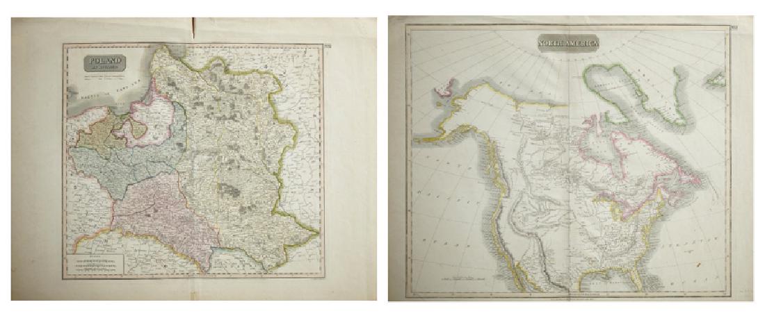 Two Maps from John Thomson's New General Atlas, "North: Two Maps from John Thomson's New General Atlas, "North America," 1814, and "Poland," America- H. - 21 1/2 in., W. - 28 1/2 in., Poland- H.- 21 in., W.- 27 1/2 in.