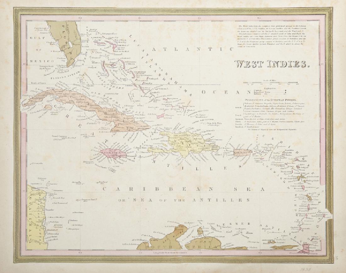 Unknown, "West Indies, Possessions of the European: Unknown, "West Indies, Possessions of the European Powers," 1838, H. - 12 in., W. - 14 in.