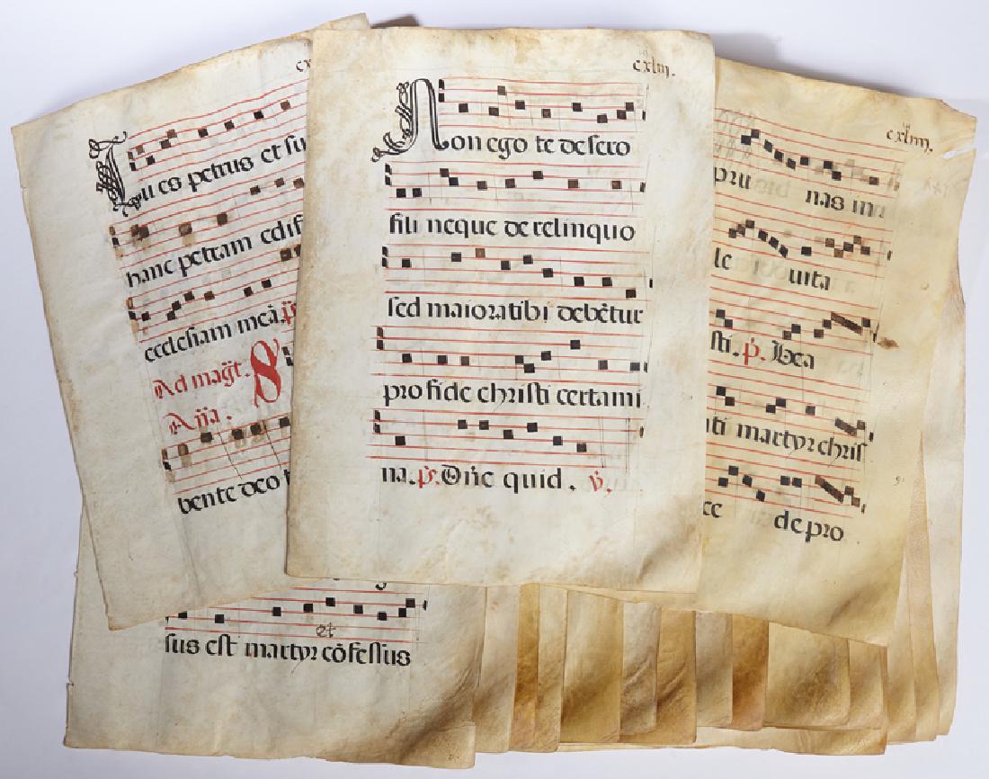 Twenty-Three Illuminated  Vellum Hymnal Pages, 16th c., (1 of 2)