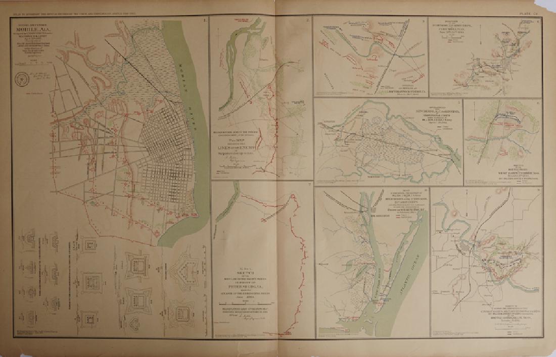 Civil War Atlas: "Rebel Defenses Mobile, Alabama;: Civil War Atlas: "Rebel Defenses Mobile, Alabama; Wilmington, North Carolina; West Harpers River, Tenn.; Franklin, Tenn., H. - 18 1/4 in., W. - 29 1/2 in.