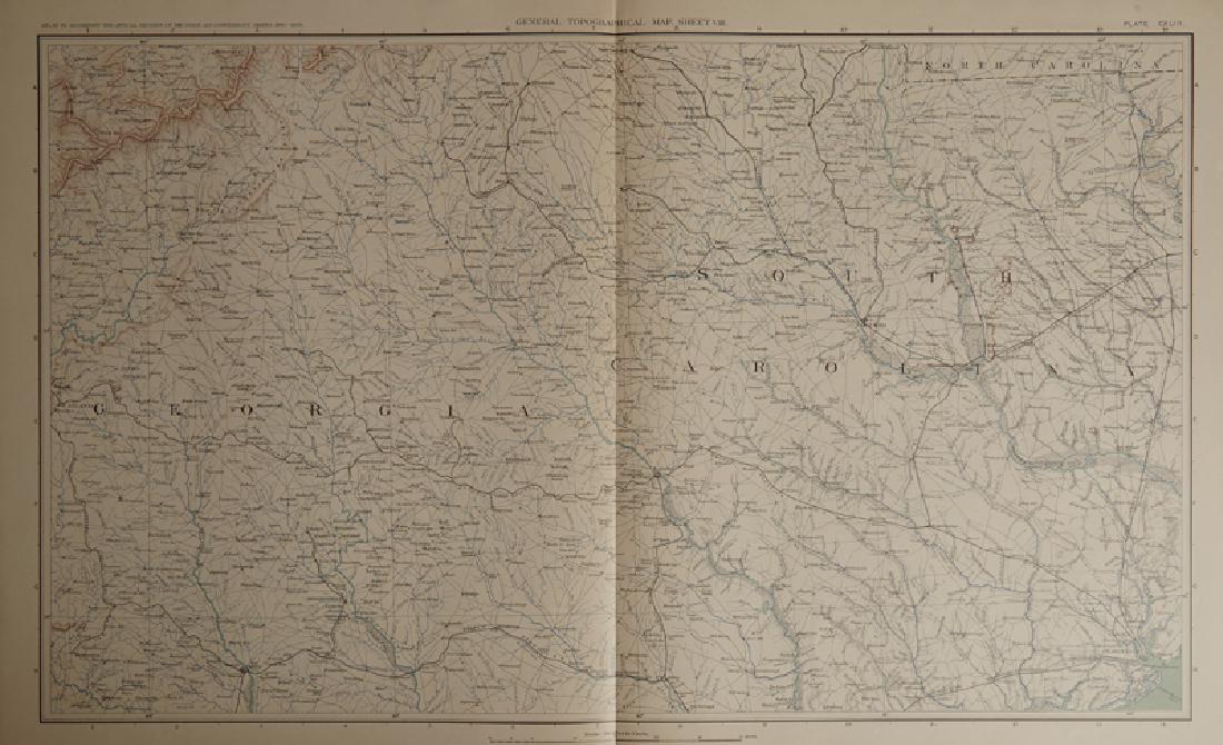 Civil War Atlas, "General Topographic Map, Ga.,: Civil War Atlas, "General Topographic Map, Ga., Carolina," Plate 143, H. - 18 1/2 in., W. - 29 in.