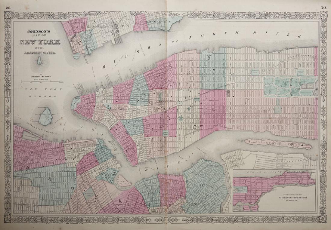 Johnsonâ€™s map of New York and the Adjacent Cities,"c. (1 of 1)