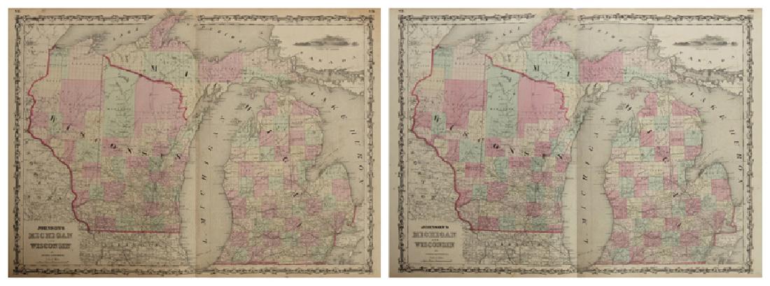 Two Copies of Johnson & Browning, "Michigan, Wisonsin," (1 of 3)