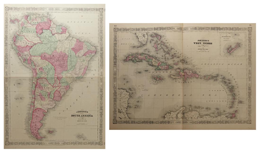 Two Maps by Johnson & Ward, "West Indies," 1864, hand (1 of 5)