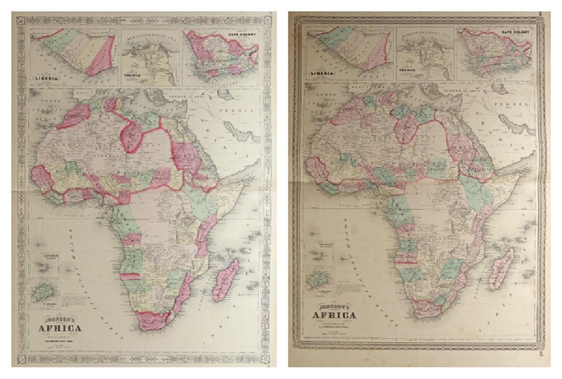 Two Maps by A. J. Johnson, "Africa," 1864, hand (1 of 4)