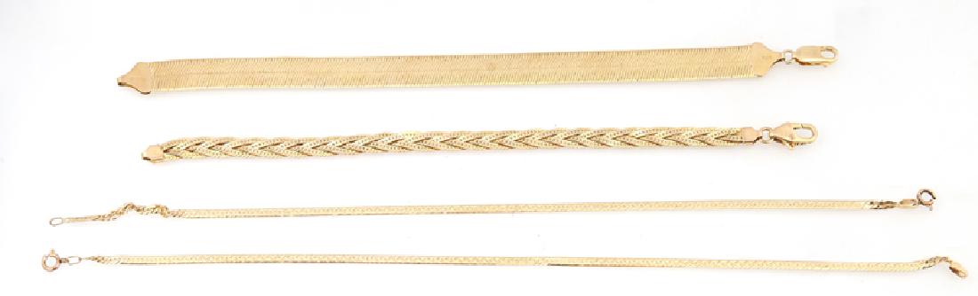 Group of Four 14K Yellow Gold Bracelets, of flat (1 of 1)