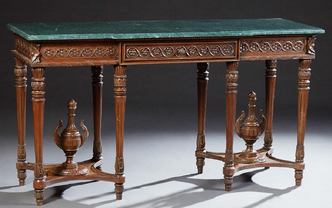 Carved Mahogany Empire Style Marble Top Console Table, (1 of 1)