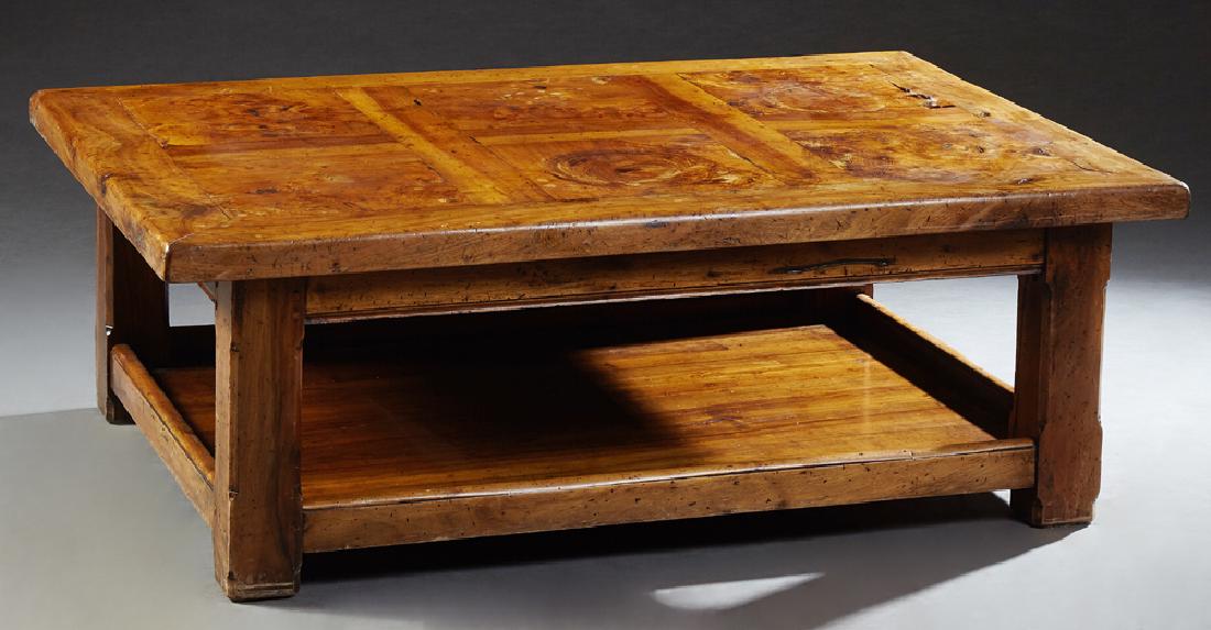 French Provincial Carved Walnut and Elm Coffee Table, (1 of 1)