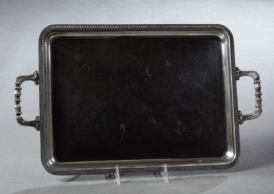 .800 Silver Serving Tray, 20th c., with relief beaded (1 of 2)