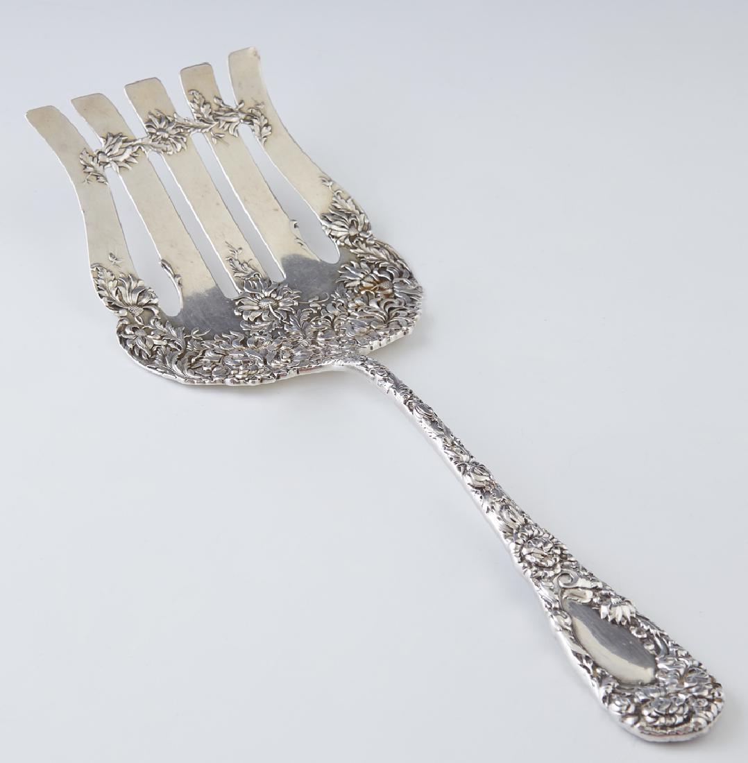 Rare Sterling Asparagus Serving Fork, 19th c., retailed (1 of 2)