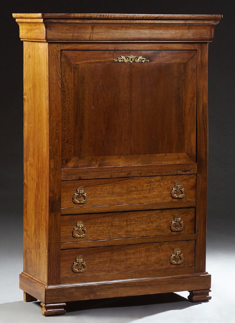 French Louis Philippe Carved Walnut Secretary Abattant, (1 of 2)