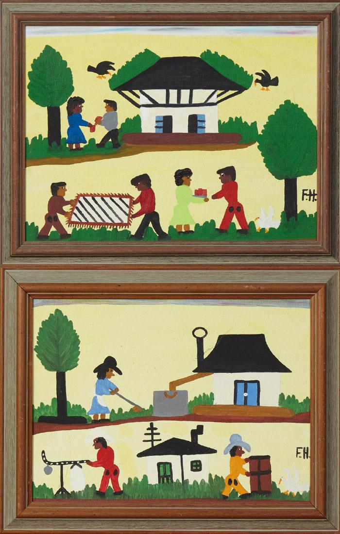Frank Hunter, "Chores on the Plantation," pair of oils (1 of 5)