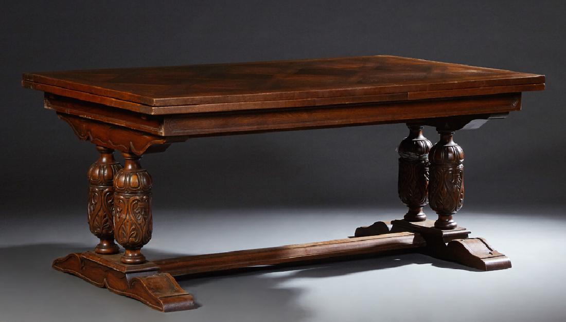 French Louis XIII Style Carved Oak Drawleaf Table, 20th (1 of 2)