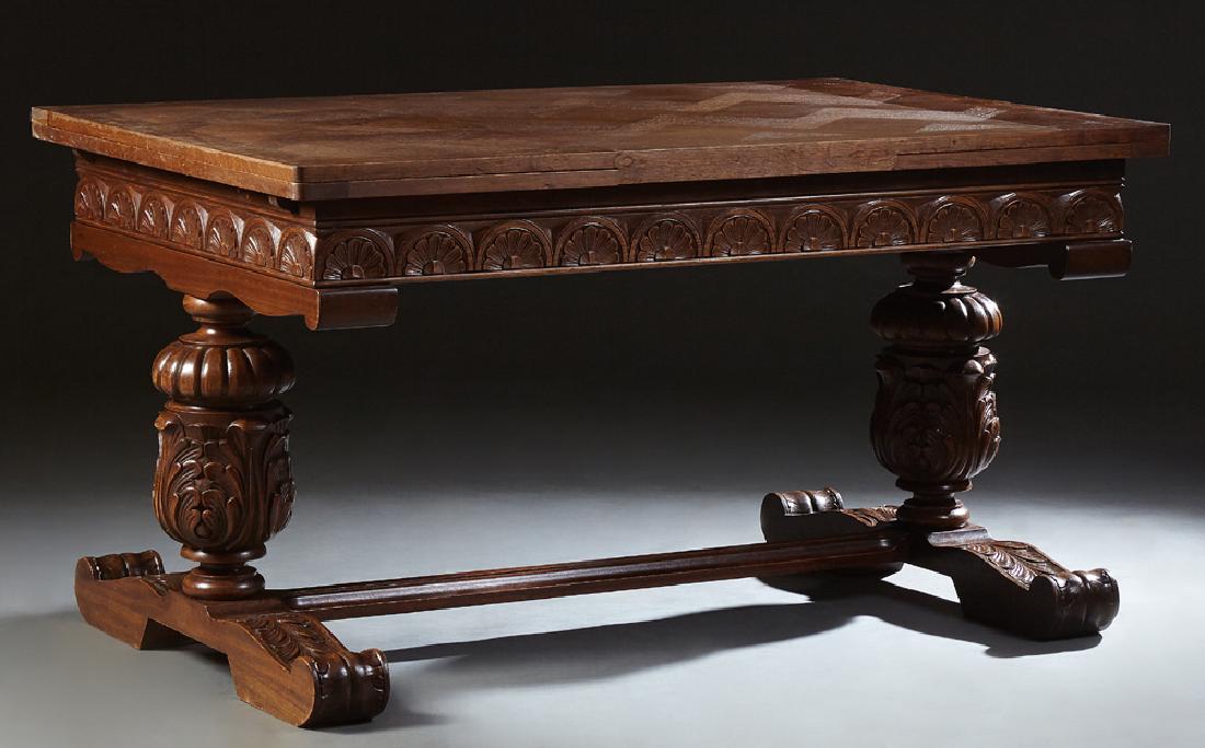 French Louis XIII Style Carved Oak Draw Leaf Dining (1 of 2)