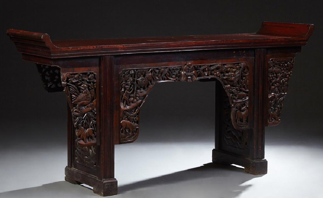 Antique Chinese Carved Mahogany Altar Table, 19th c., (1 of 1)