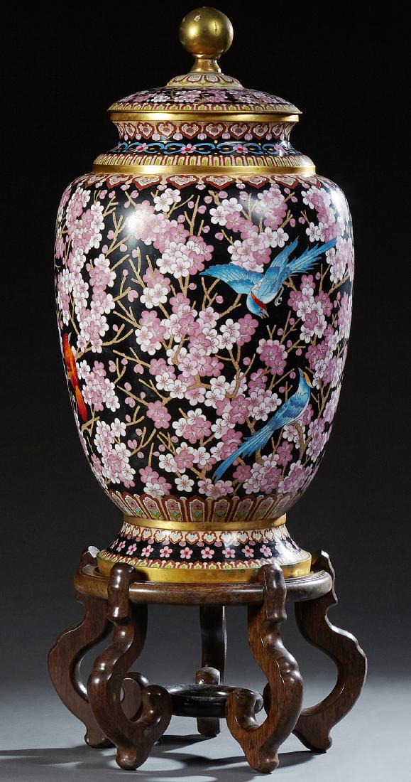 Large Chinese Cloisonne Covered Baluster Jar, 20th c., (1 of 1)