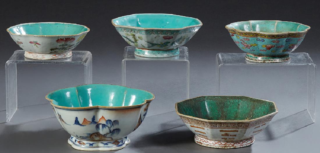 Group of Five Chinese Porcelain Bowls, 19th and 20th (1 of 2)