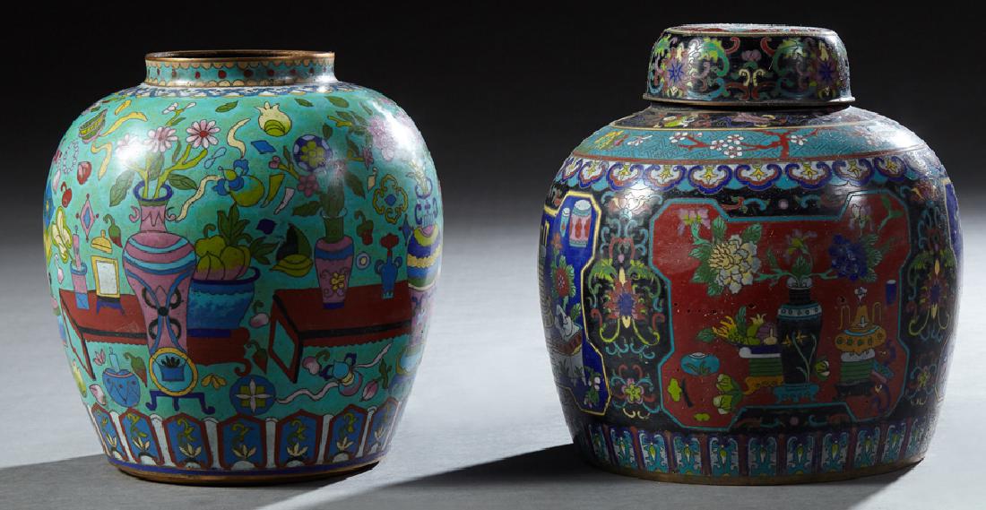 Two Chinese Cloisonne Baluster Jars, 20th c., with (1 of 1)
