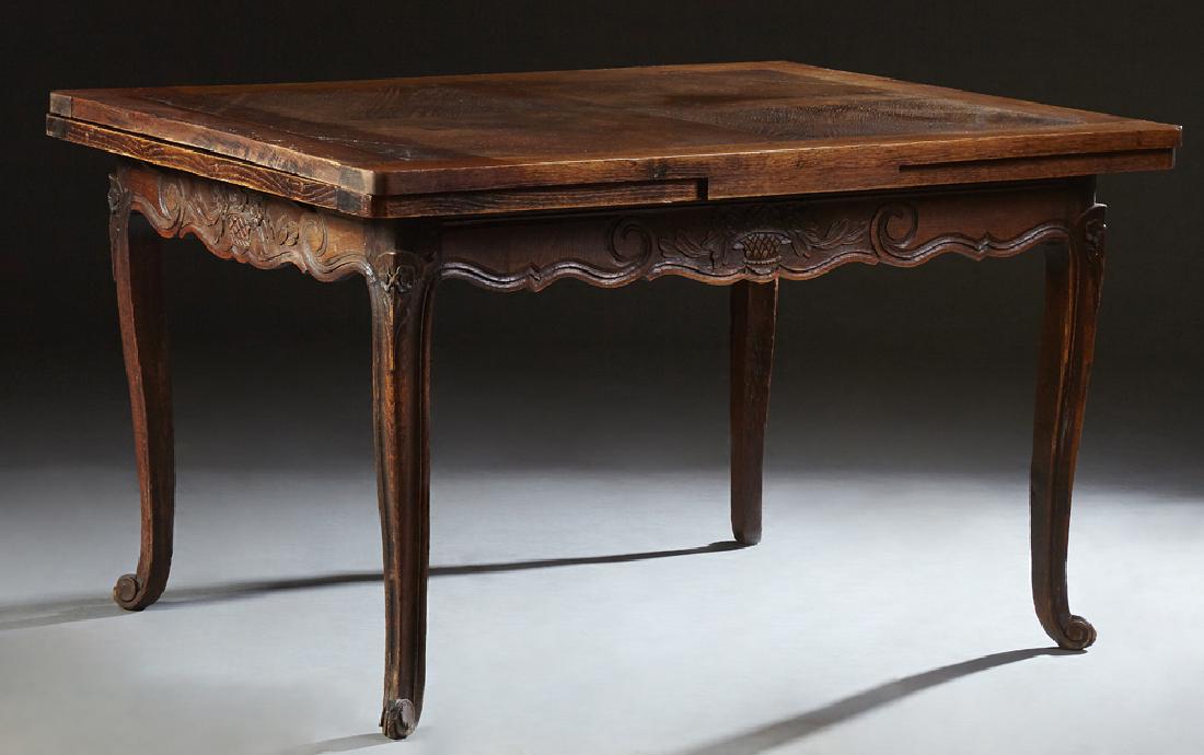 French Louis XV Style Carved Oak Draw Leaf Table, 20th (1 of 2)