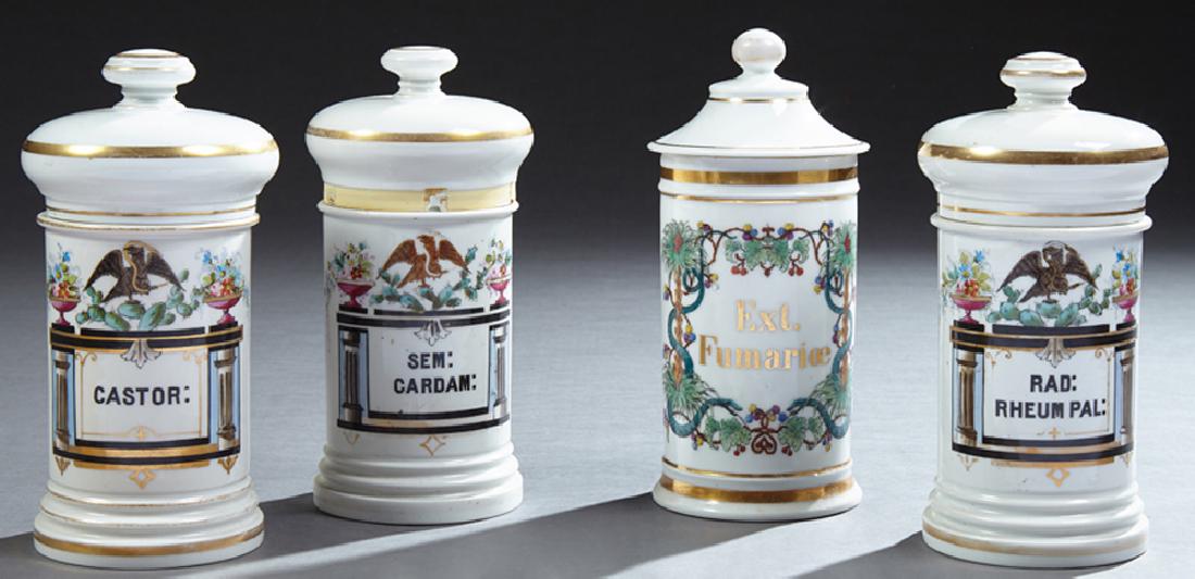 Group of Four French Hand Painted Porcelain Apothecary (1 of 2)