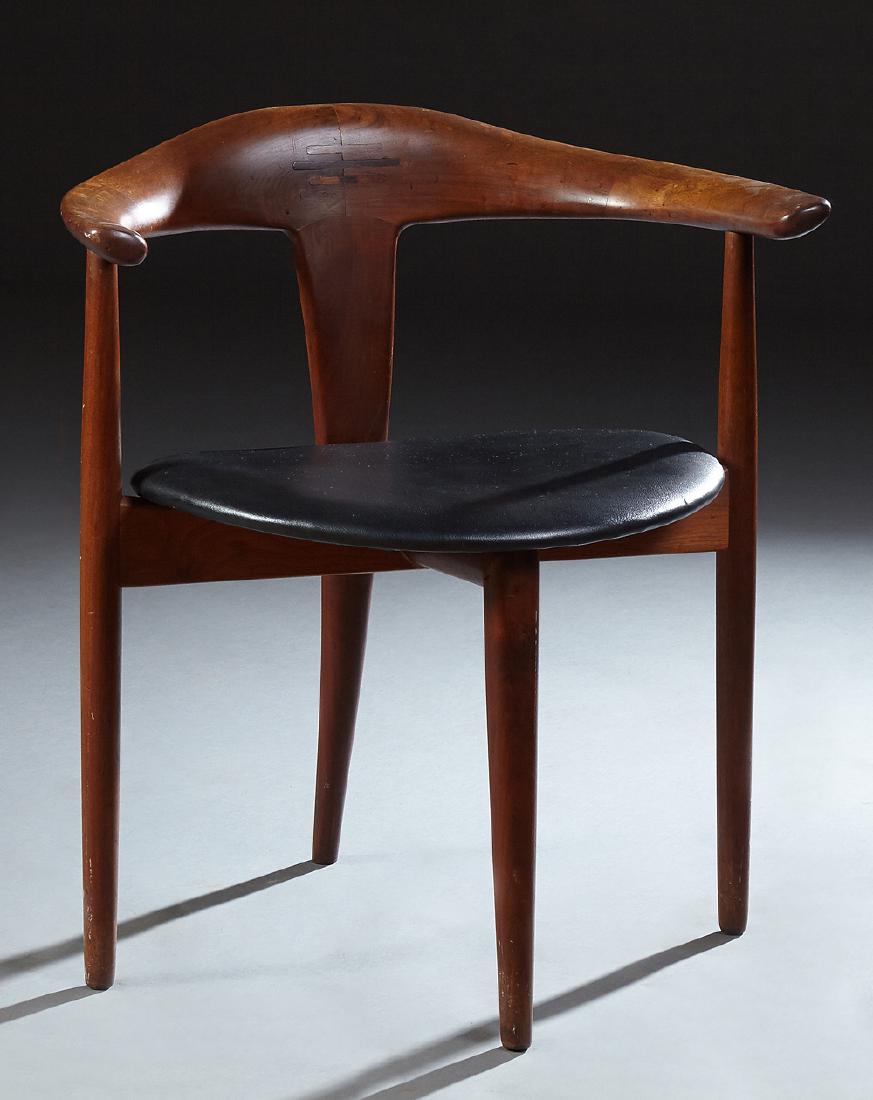 Mid Century Modern Caned Walnut Corner Chair, mid 20th (1 of 1)