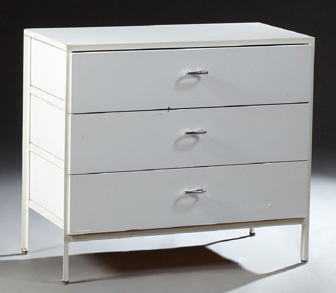 White Laminate and Steel Mid Century Chest, 20th c. by (1 of 1)