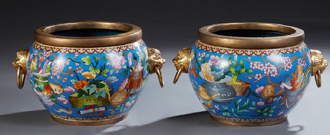 Pair of Large Chinese Cloisonne Bowls, 20th c., with (1 of 3)