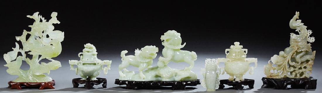 Group of Six Chinese Carved Jade Objects, consisting of (1 of 1)