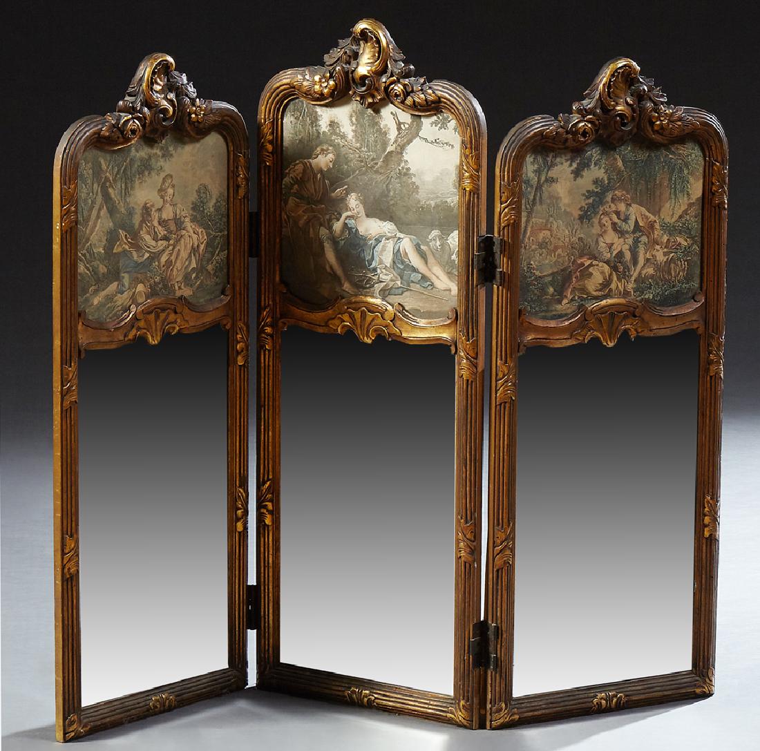 French Louis XV Style Gilt and Gesso Three Panel (1 of 1)