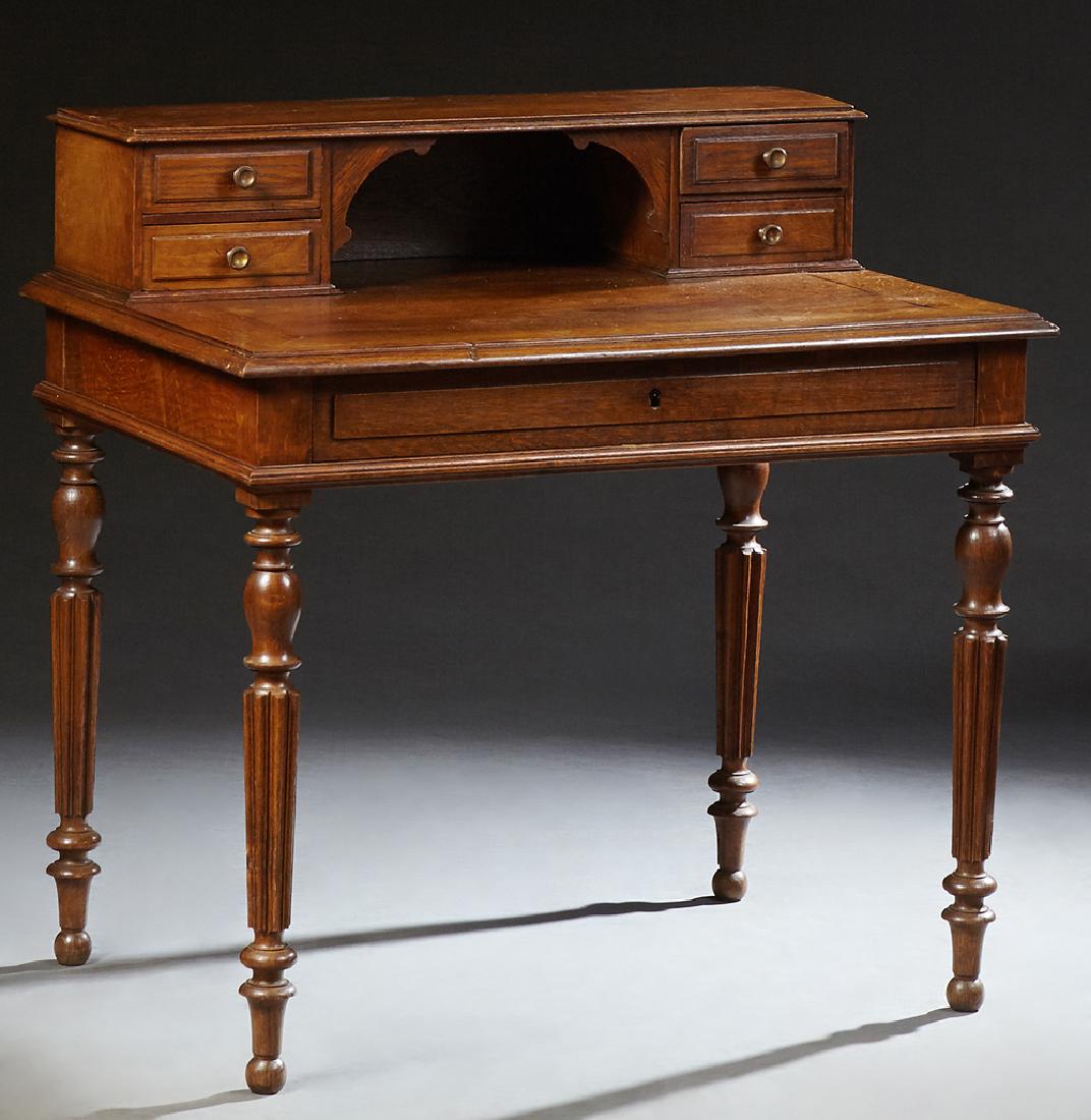 French Louis Philippe Style Carved Oak Writing Table, (1 of 1)