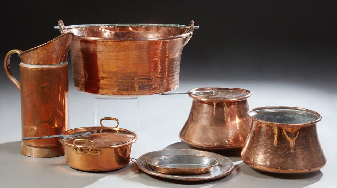 Group of Nine Pieces of French Copper, 19th c., (1 of 1)