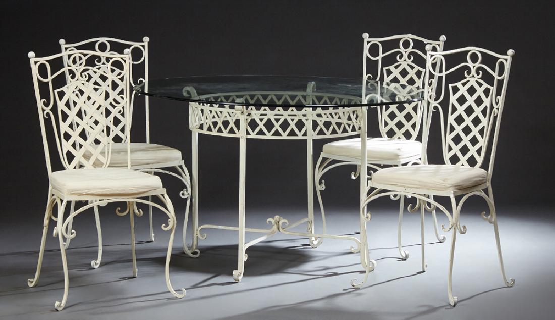 French Wrought Iron Patio Table and Four Side Chairs, (1 of 1)