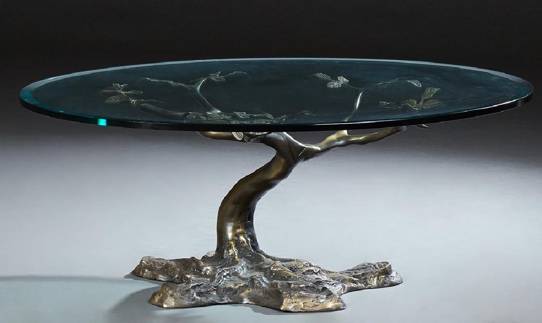 Cast Bronze Coffee Table, 20th c., the circular glass (1 of 2)