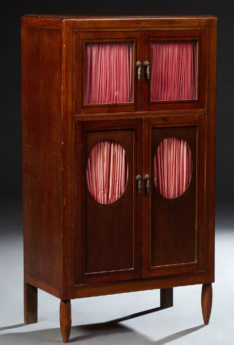 English Parquetry Inlaid Carved Mahogany Bookcase, c. (1 of 1)