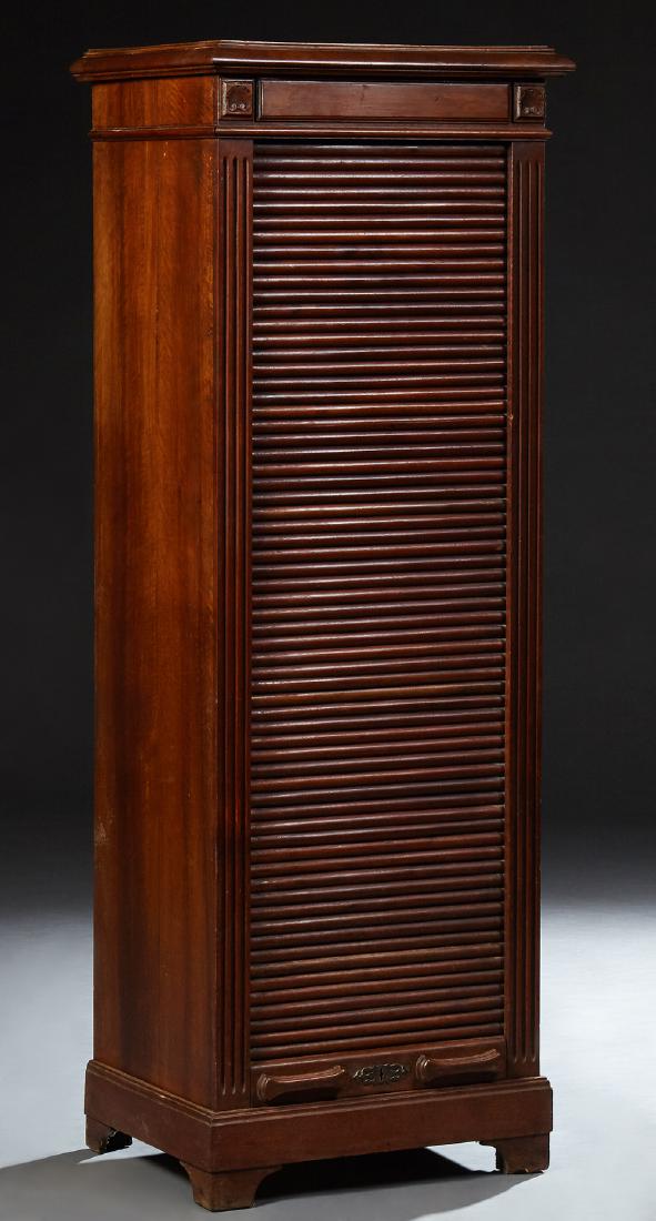 English Carved Mahogany Roll Top Filing Cabinet Early Jul 21