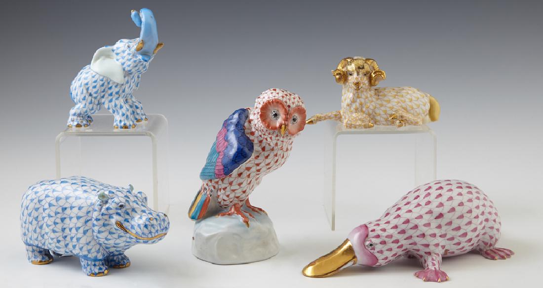 Group of Five Herend Porcelain Animals, Hungary, (1 of 2)